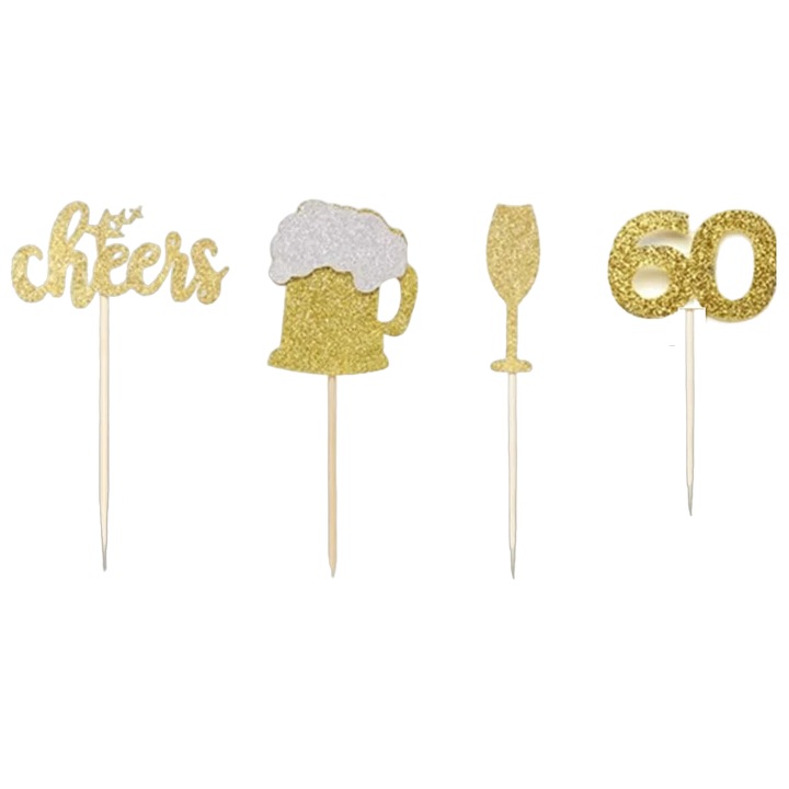 48 db tortadísz készlet, akril, arany