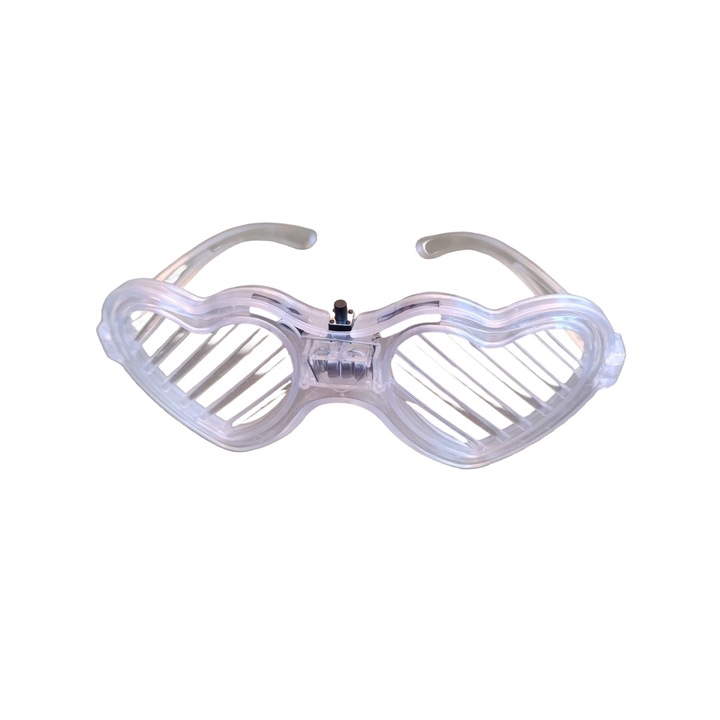 Ochelari pentru petrecere LED, in forma de inima, culoare alb