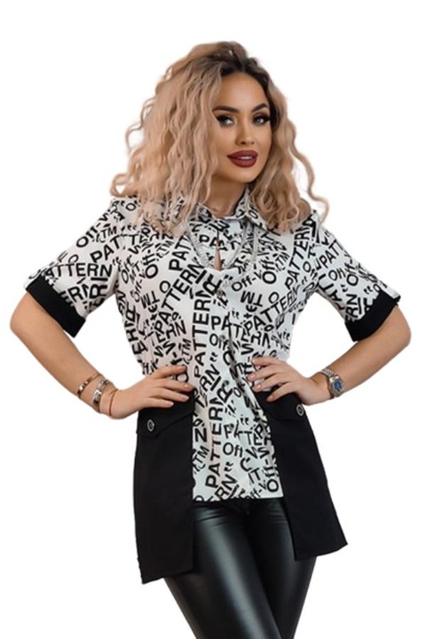 Női ing, WildFashion, viszkóz, fehér/fekete, Fehér/Fekete, 2XL