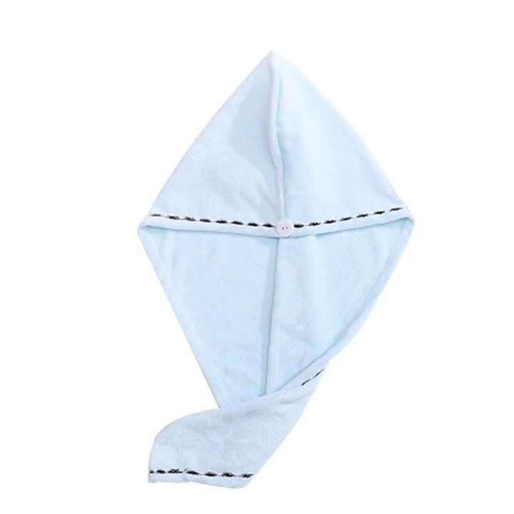 Комплект от 3 кърпи за коса, QttvbTna, микрофибър, 25x65 см, син