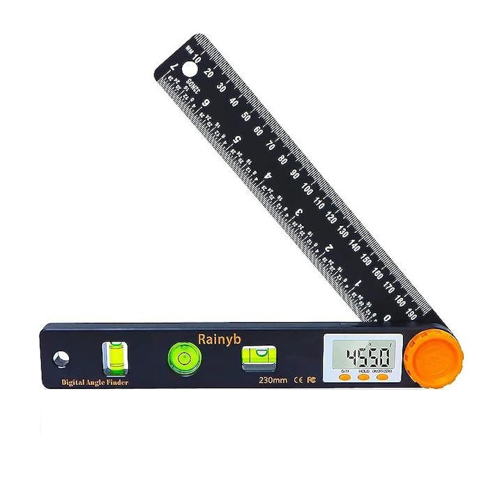 Instrument digital de cautare a unghiului, 0-360 de grade, LED, 7 inch/190 mm, Negru