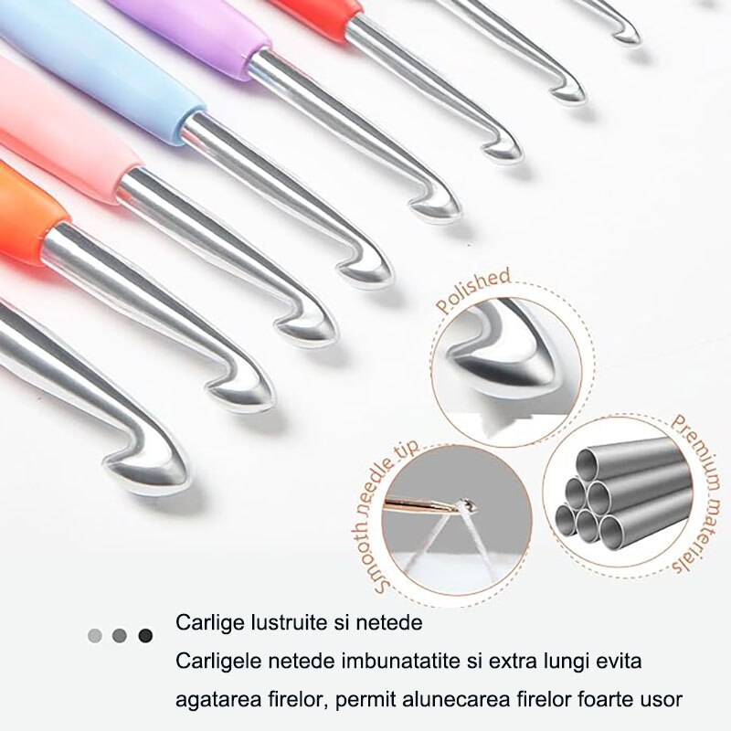 Set 36 produse de crosetat cu geanta depozitare, Multicolor - eMAG.ro
