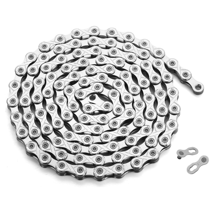 10-скоростна верига за велосипед Zonkie 6901110 8865-37, 116 връзки, Сребрист, 1/2" x 11/128"