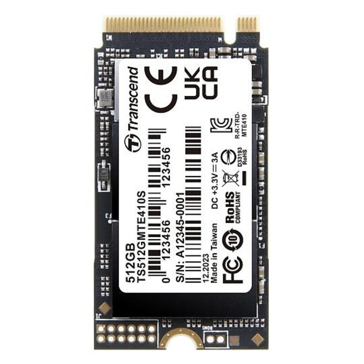 Solid-State Drive (SSD) Transcend 512GB, M.2 2242, PCIe Gen4x4, NVMe, 3D TLC, DRAM-less TS512GMTE410S