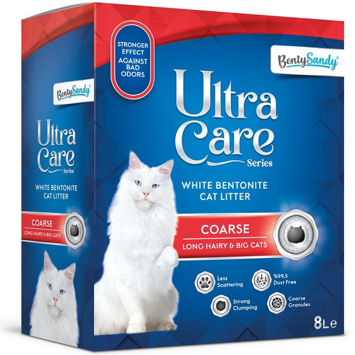 Asternut igienic Ultra Care Coarse pisici par lung & pisici mari, 8L