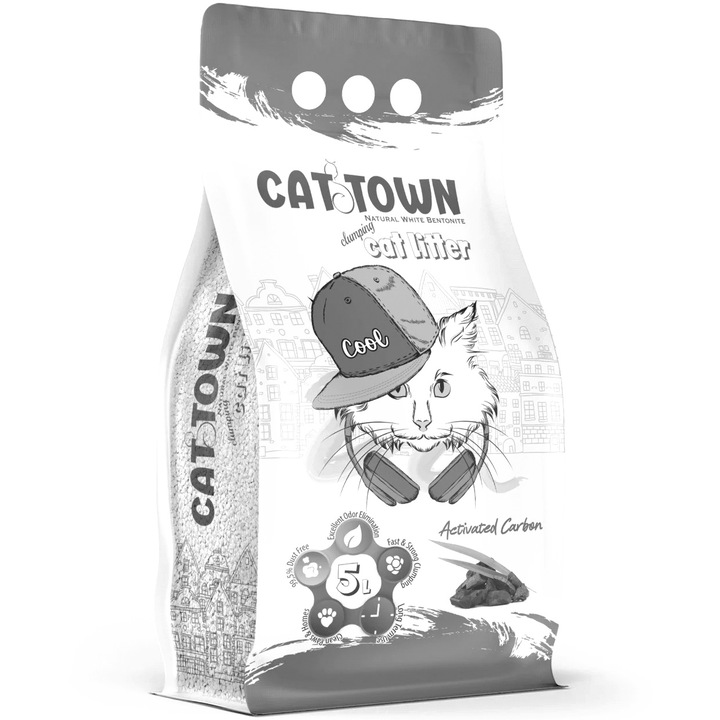 Asternut igienic pentru pisici Cat Town Activ Carbon 5L