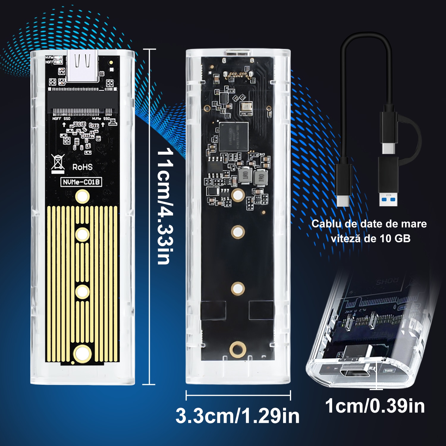 Cutie SSD, portabila, Xinxu, M.2, NVMe/NGFF, USB-A/C, 4TB, Windows, MAC ...