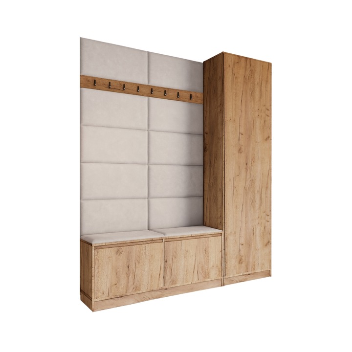 Cuier Hol Klaus III, kraft cu tapiterie bej, 180 x 205 x 33 cm