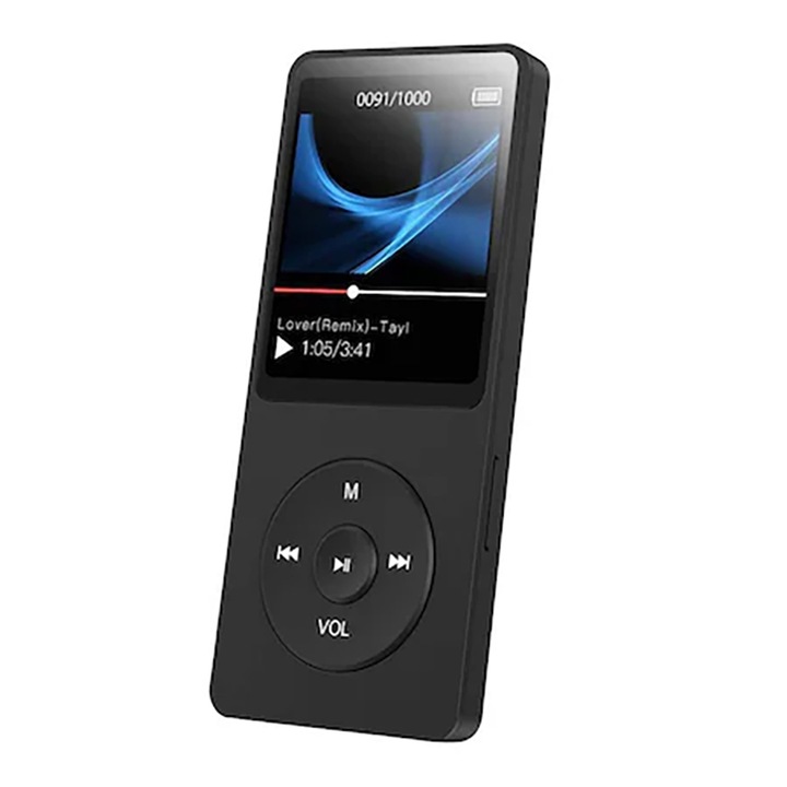 MP3 lejátszó, 32 GB, Bluetooth 4.0, 1,8 hüvelykes képernyő, Fekete
