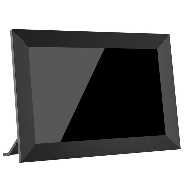 Цифрова фоторамка 10,1 инча, Android 11, сензорен екран 1280x800 IPS, автоматично завъртане на снимки/видео, вътрешна памет 16 GB, приложение Frameo, USB слот, дисплей за часовник и температура, Full HD 1080P, черен