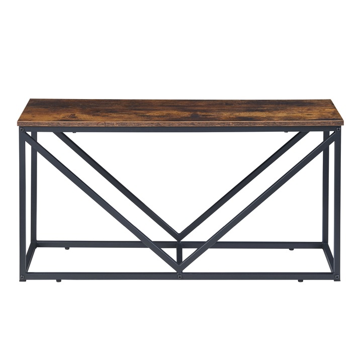 Suport pentru lemne de foc, en.casa, PXXM-0179 Vaasa, 50 x 100 x 30 cm, otel, pal, negru, culoarea lemnului ton inchis