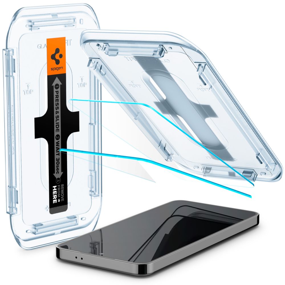 Set 2 folii sticla cu sistem de montare Case friendly Spigen GLAStR EZ FIT compatibil cu Samsung Galaxy S24 / S25