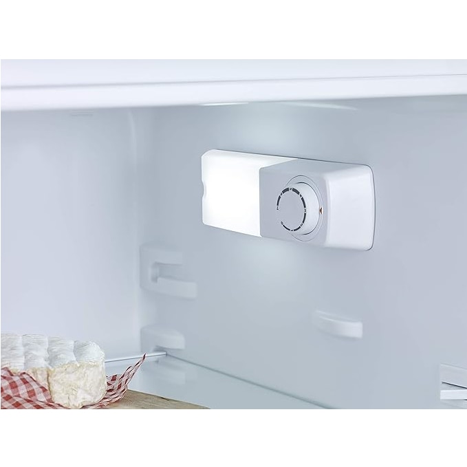 Frigider Severin, H 143.4 cm, capacitate 205 l, congelator 41 l, 3 rafturi din sticla securizata, compartiment pentru fructe/legume, 3 rafturi pe usa, control temperatura, usi reversibile, tava pentru gheata, alb