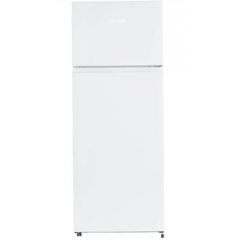 Frigider Severin, H 143.4 cm, capacitate 205 l, congelator 41 l, 3 rafturi din sticla securizata, compartiment pentru fructe/legume, 3 rafturi pe usa, control temperatura, usi reversibile, tava pentru gheata, alb