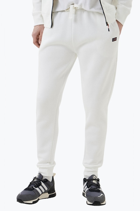 Мъжки спортен панталон с ластик на талията и бяло лого 47941, Бял