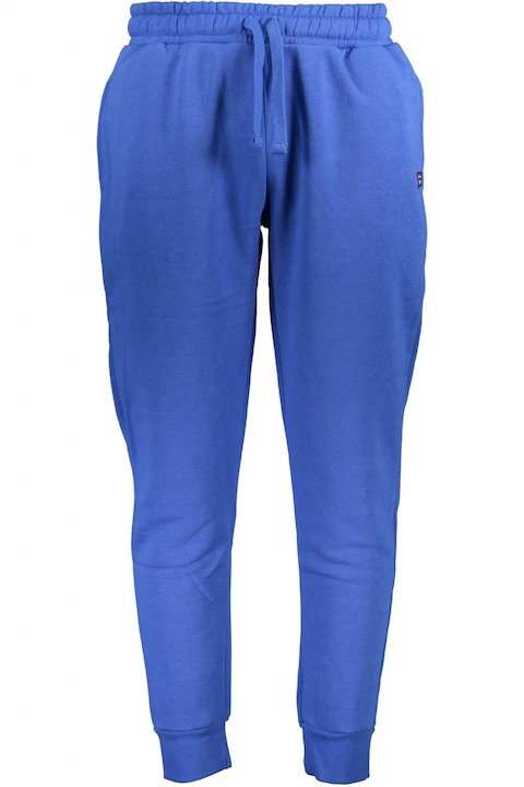 Мъжки спортен панталон с ластик на талията и синьо лого 47936, Син