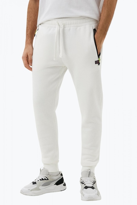 Мъжки спортен панталон с ластик на талията и бял шнур 47527, Бял
