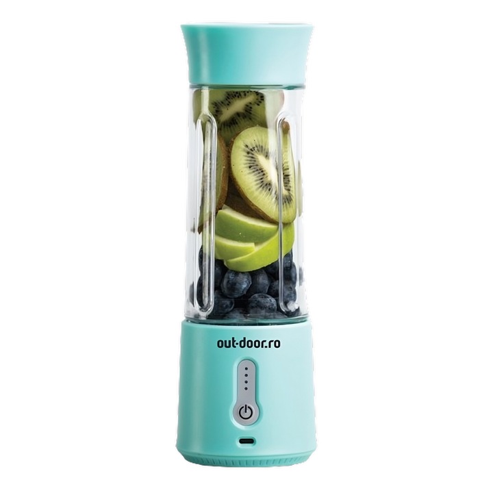 Mini blender portabil, 500ml, Baterie 4000mAH, Multifunctional, Smoothie maker, Albastru