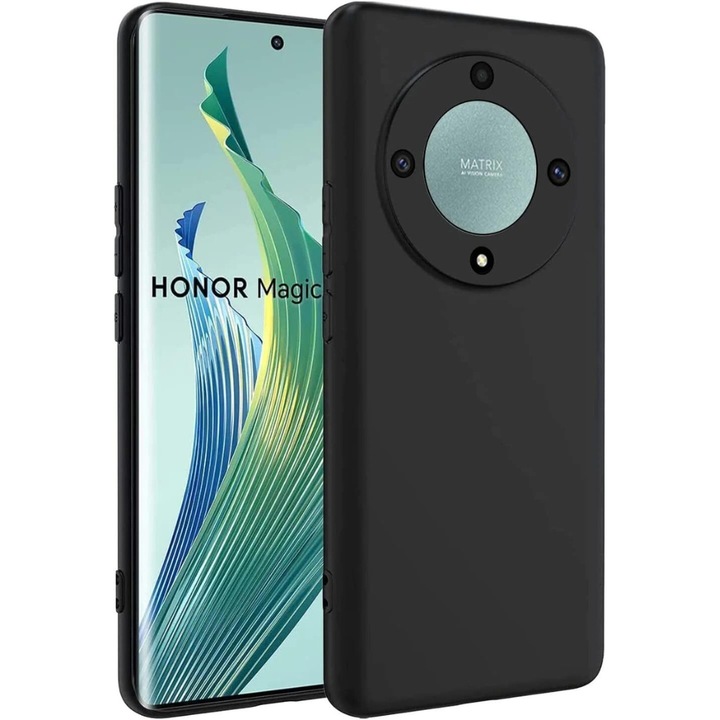 Szilikon hátlap, Forcell Matt Tpu, Honor Magic 5 Lite-hoz, fekete