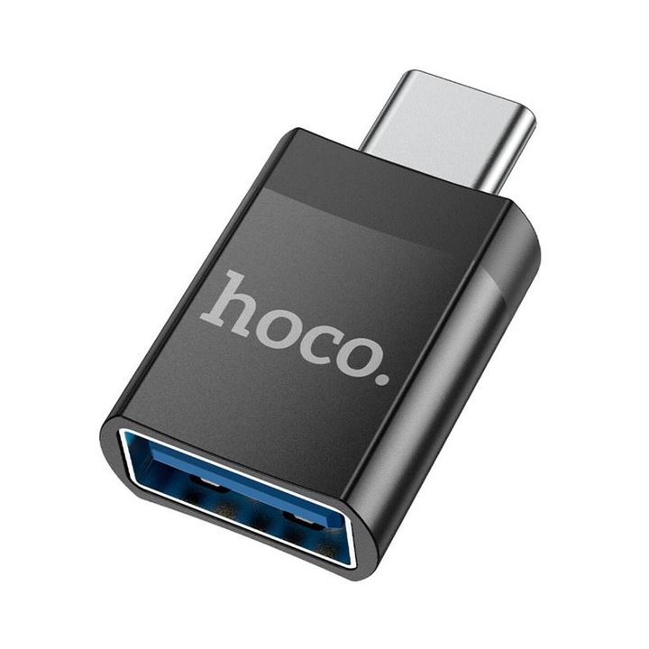 OTG адаптер, USB порт и щепсел тип-C, Hoco UA17, черен