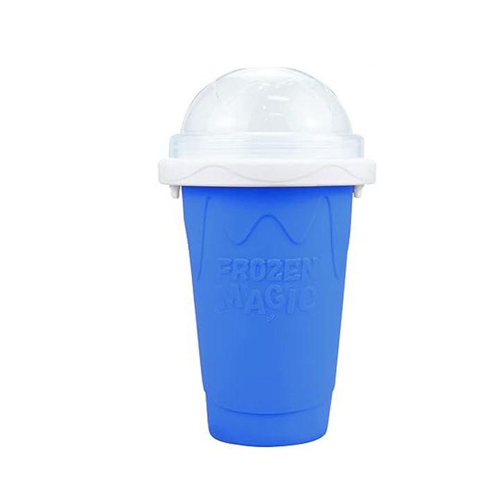 Pahar Din Silicon Cu Racire Rapida Pentru Preparare Ice Juice/Milkshake/Slushy, JENUOS®, Squeeze Cup, Albastru