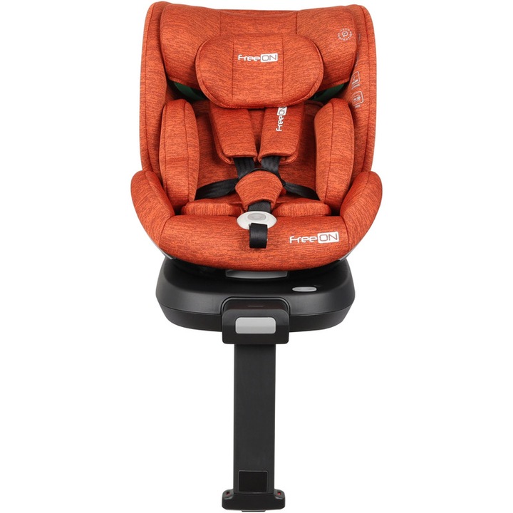 Детско столче за кола, Space, Раждане - 150 Cm, 360A° ротация, Isofix I-Size технология, Регулируема облегалка, Съответства на европейския стандарт за безопасност ECE R129, FreeON, Orange