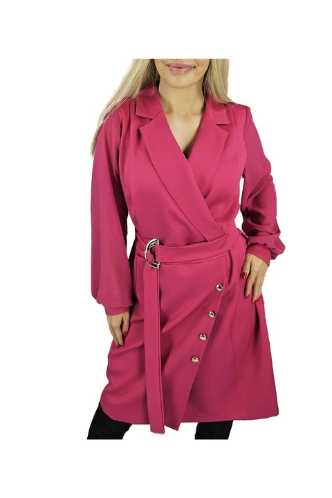 Rochie eleganta croita sacou, Agrafka, model Ariel, din poliester, Roz, Roz, 42