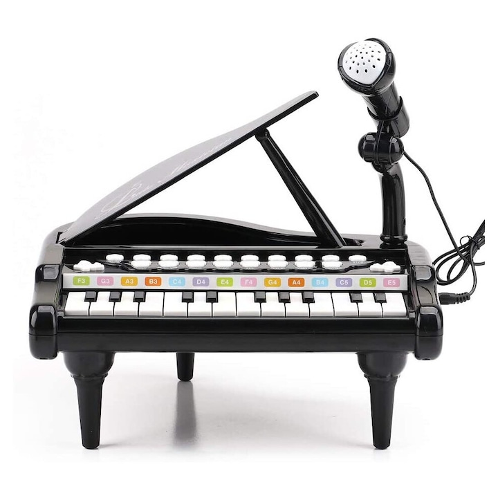 Amy&Benton gyerek zongora mikrofonnal, dop effektel 3 éves kortól, fekete