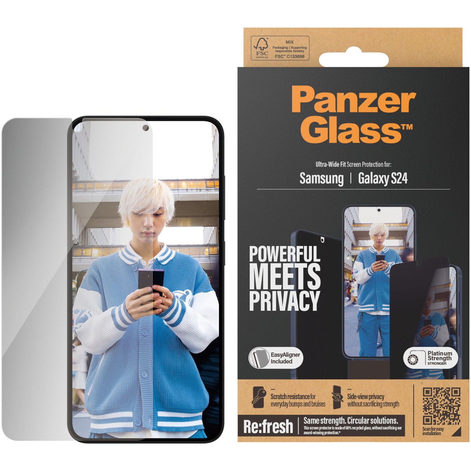 Folie Sticla PanzerGlass Privacy UWF pentru Samsung Galaxy S24
