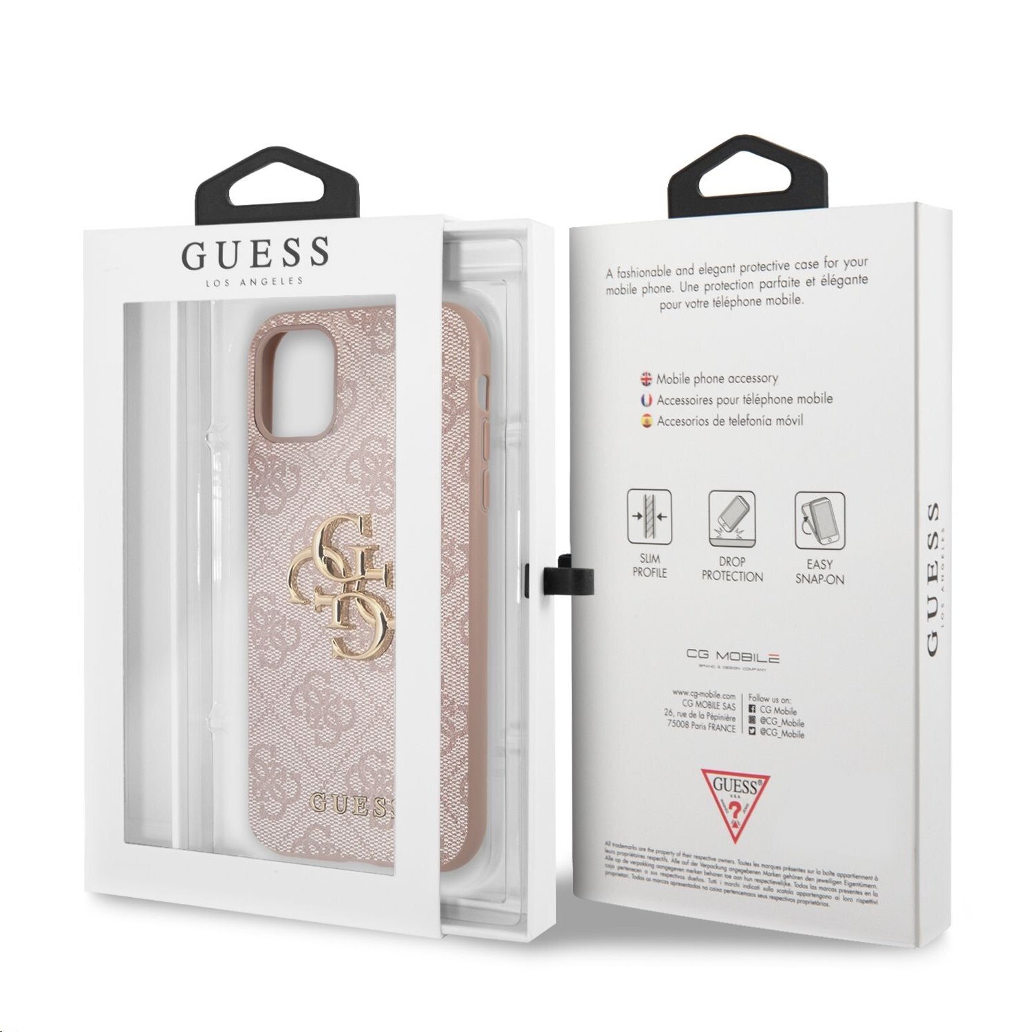 Husa de protectie Cover Guess PU 4G Metal Logo pentru iPhone 15 Pro Max, Pink
