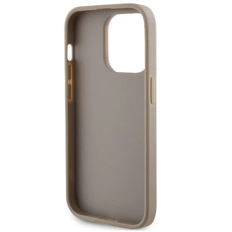 Husa de protectie Cover Guess PU Perforated 4G Glitter Metal Logo pentru iPhone 15 Pro, Gold