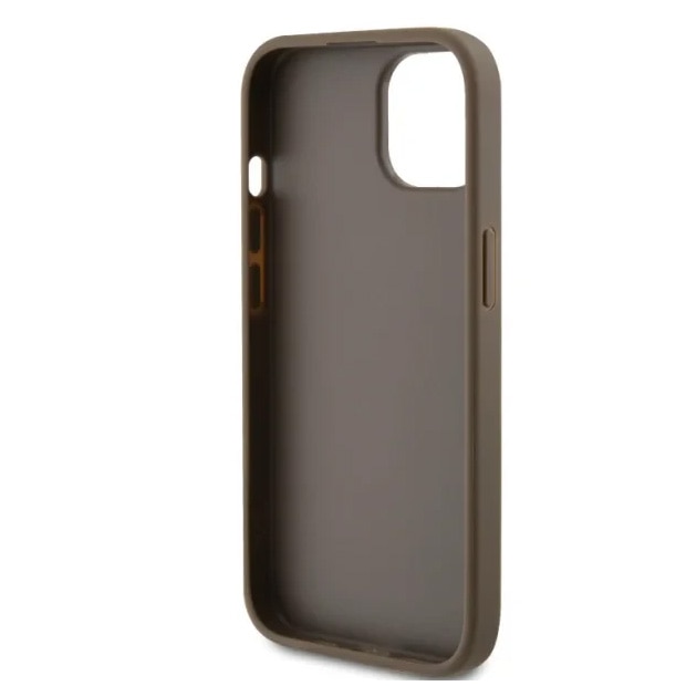 Husa de protectie Cover Guess PU Perforated 4G Glitter Metal Logo pentru iPhone 15, Taupe