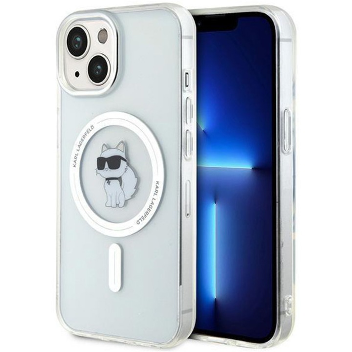 Husa de protectie Cover Karl Lagerfeld IML Choupette MagSafe pentru iPhone 15, Transparent