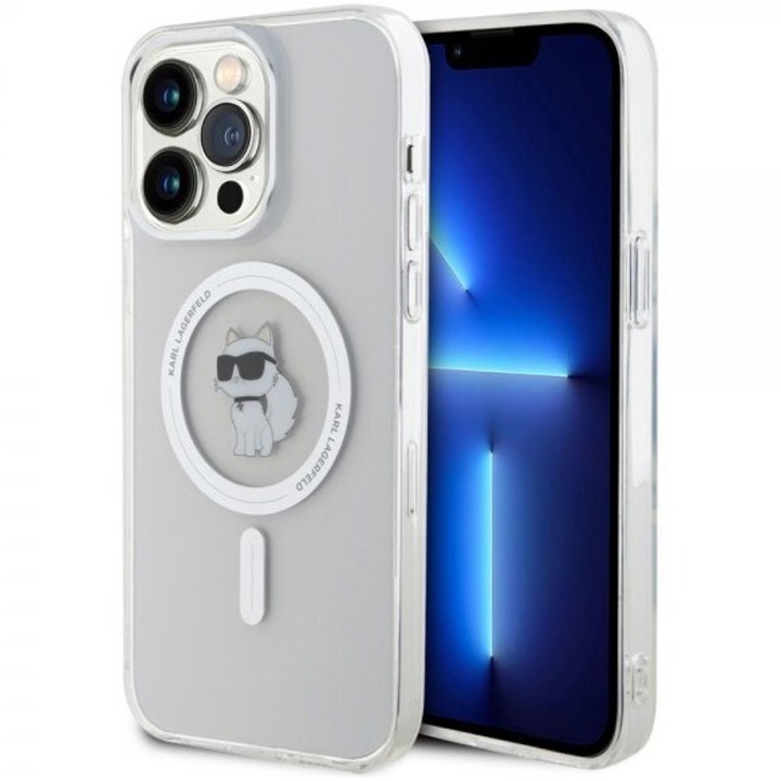 Husa de protectie Cover Karl Lagerfeld IML Choupette MagSafe pentru iPhone 15 Pro Max, Transparent