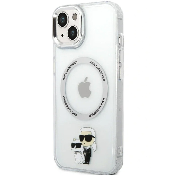 Защитен калъф Karl Lagerfeld IML Karl and Choupette NFT MagSafe Cover, За iPhone 15 Plus, Прозрачен