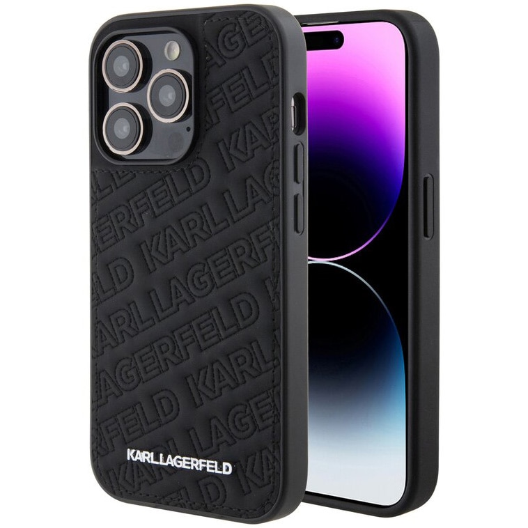 Husa de protectie Cover Karl Lagerfeld PU Quilted Pattern pentru iPhone 15 Pro, Negru