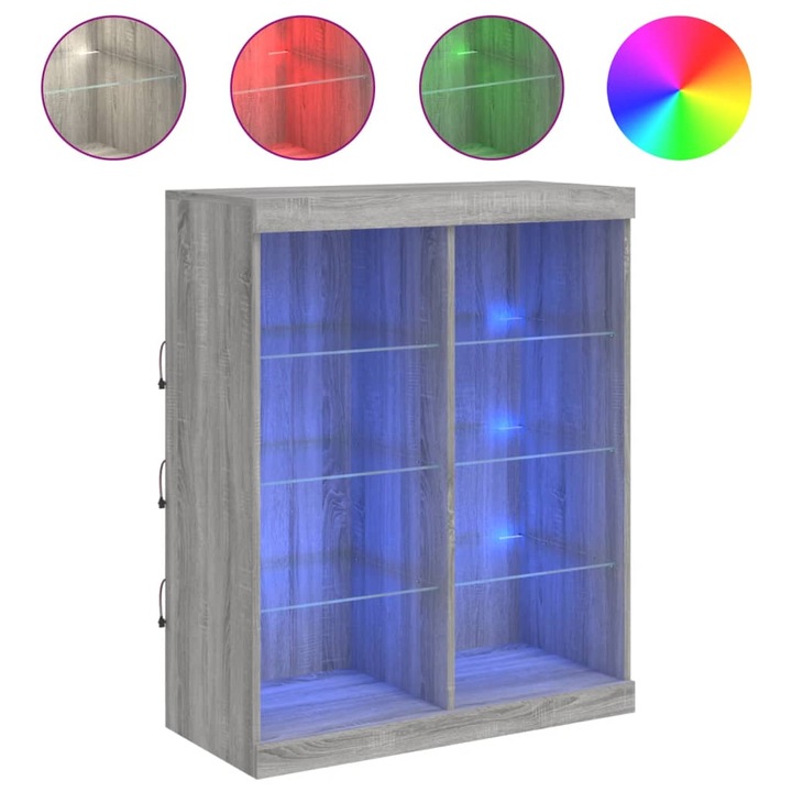 vidaXL szürke sonoma színű tálalószekrény LED-ekkel 81 x 37 x 100 cm 29.1 kg