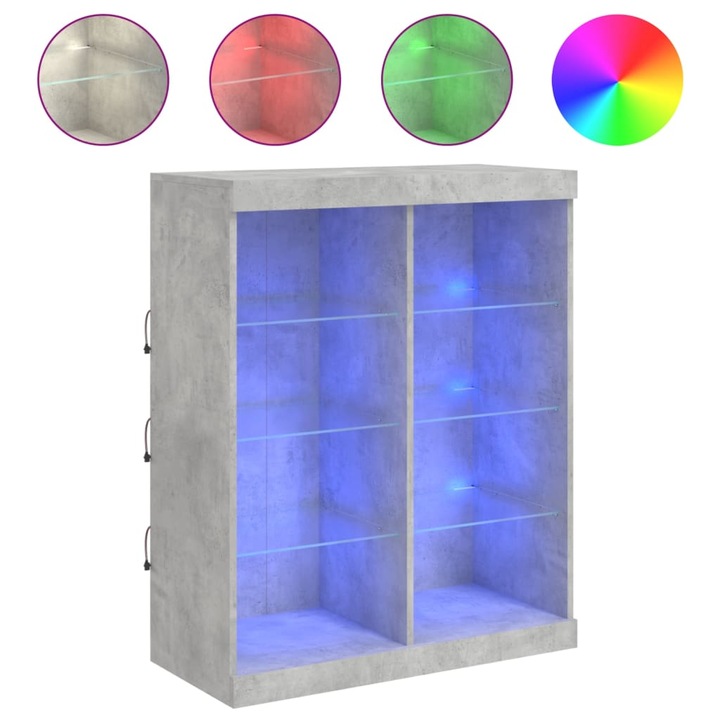 vidaXL betonszürke tálalószekrény LED-világítással 81 x 37 x 100 cm 29.45 kg