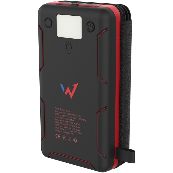 Acumulator extern Wonder Solar 10.000 mAh, 1 x USB-C, 2 x USB-A
