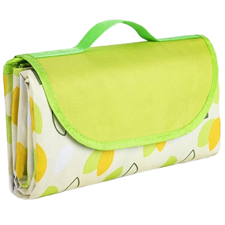 Одеяло за пикник/къмпинг с дръжка, Ronyes®, термоизолирано и водоустойчиво, 200 x 200 см, зелено