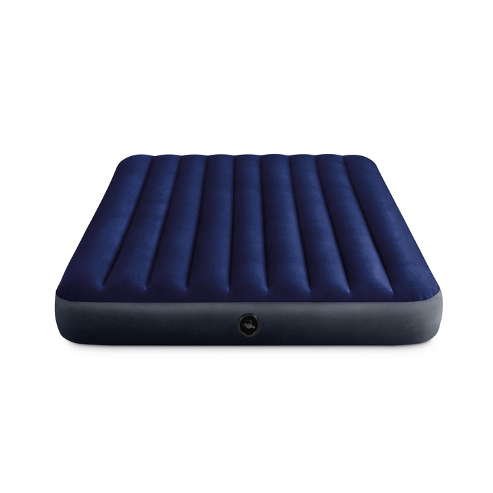 Saltea gonflabila Intex, pentru camping, 2 persoane, 203 x 152 x 25 cm + pompa + 2 perne