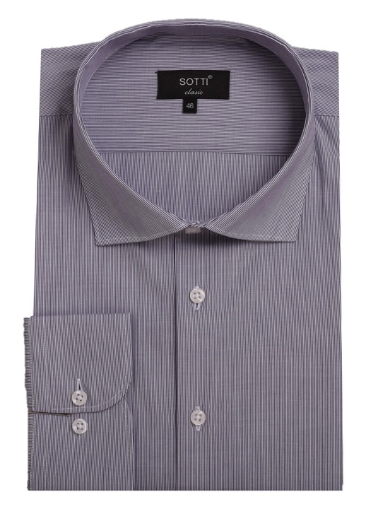 Camasa supradimensionata SOTTI din Bumbac, Model Dungi fine albe, Tipar Regular fit -Confort, ST30018-T7, Marimea 48, Albastru