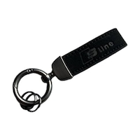 Breloc personalizat S line, din piele alcantara, cusatura manuala, 12 cm, negru