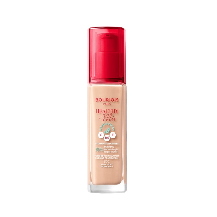 Bourjois Healthy Mix Clean & Vegan Radiant Foundation folyékony make-up tónusegyesítő 50C Rose Ivory 30 ml