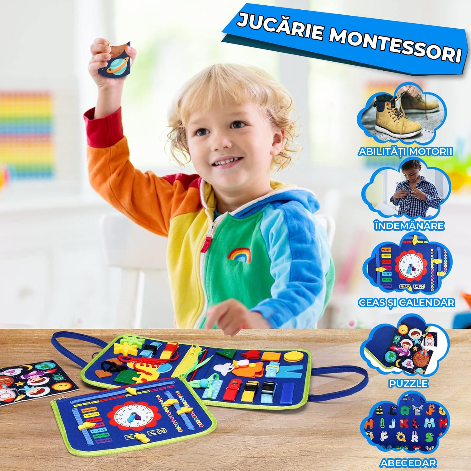 Jucarie Interactiva, Educationala, Senzoriala, Busy Board, Montessori ...