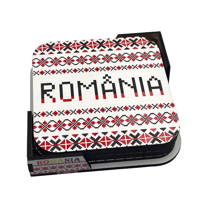 Set 6 suporturi/coastere pahare, 9x9 cm, Intelli®, Romania