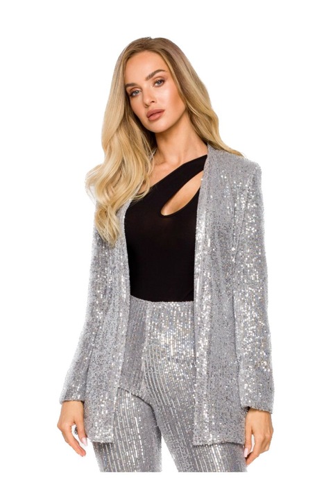 Sacou cu paiete fara inchidere, MOE, Argintiu