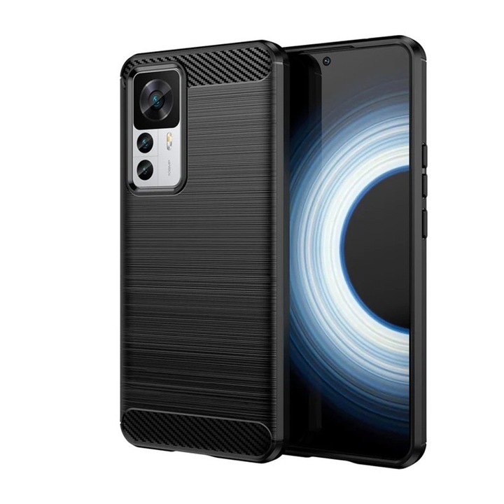 Husa Pentru Telefon Carbon, Compatibila cu Xiaomi 12T / 12T Pro, Armored Shockproof G-Tech, Finisaj Mat, Negru