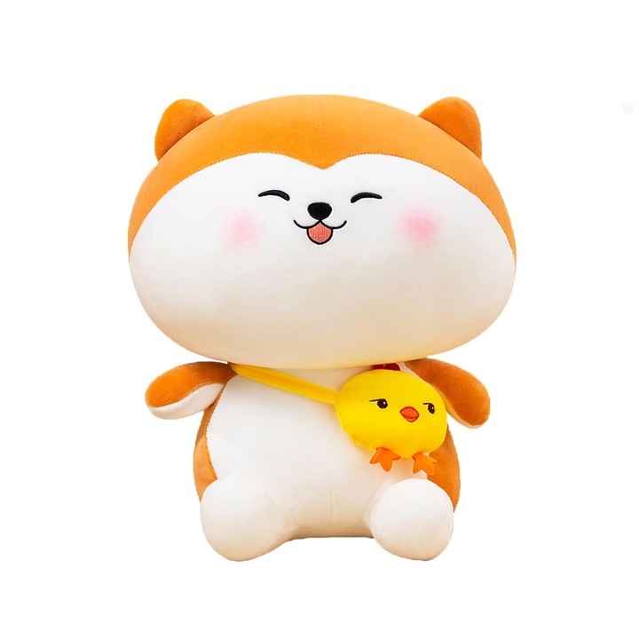 Jucarie de plus Shiba Inu, zambet, moale, galben, 35cm