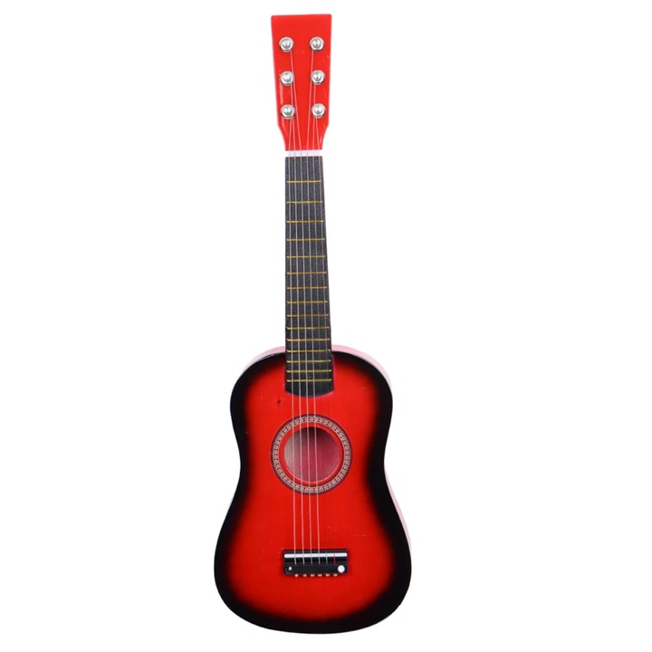 Gyermek gitár, Ælements, fa, 54cm, piros-fekete